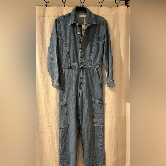 Mango MNG | Denim Cargo Jumpsuit Coveralls - Picture 4 of 8